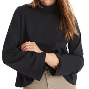 Madewell NWT Black Wide Sleeve Uneven Neck Sweater Size Small